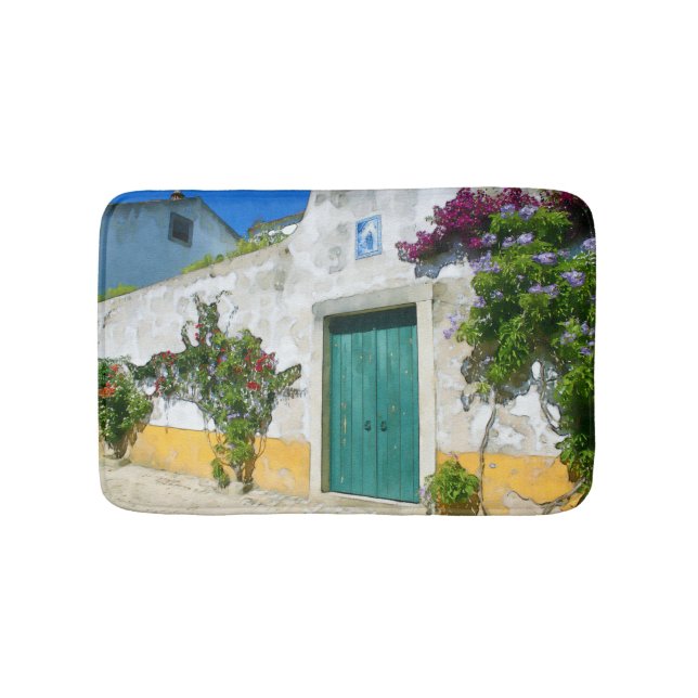 Vattenfärgad grönt av trädörr badrumsmatta (Framsidan)