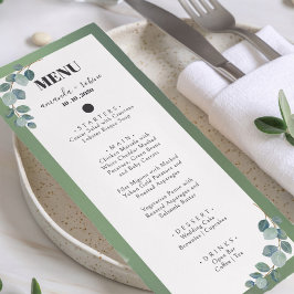 Vattenfärgad Grönt Eucalyptus Bröllop Menu Meny