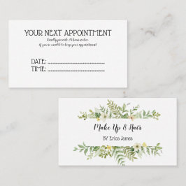 Vattenfärgad Grönt Foliage Salon Tidsbeställning Kort