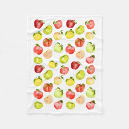 Vattenfärgad grönt för äppelbild hösten fleecefilt