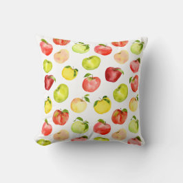 Vattenfärgad grönt för äppelbild hösten kudde