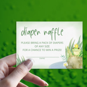 Vattenfärgad Grönt Frog diaper raffle biljett Tilläggskort