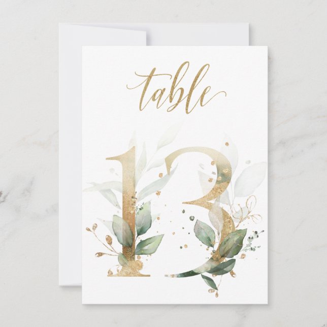Vattenfärgad Grönt & Guld, Bordsnummer 13 (Framsida)