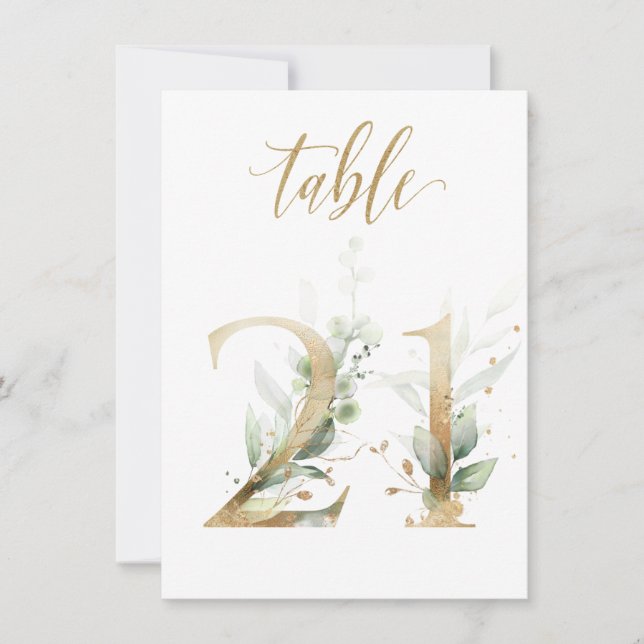 Vattenfärgad Grönt & Guld, Bordsnummer 21 (Framsida)