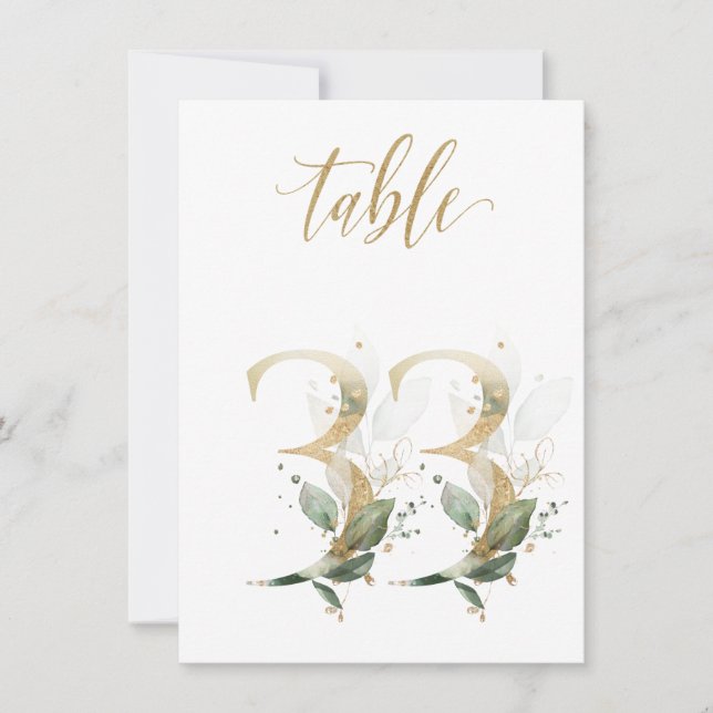 Vattenfärgad Grönt & Guld Foliage, Bordsnummer 33 (Framsida)