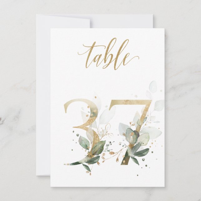 Vattenfärgad Grönt & Guld Foliage, Bordsnummer 37 (Framsida)