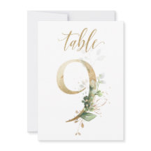 Vattenfärgad Grönt & Guld Foliage, Bordsnummer 9