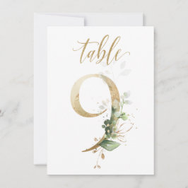 Vattenfärgad Grönt & Guld Foliage, Bordsnummer 9