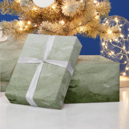 Vattenfärgad Grönt Modern jul Mönster Presentpapper