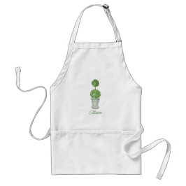 Vattenfärgad Grönt Monogrammed Topiary Förkläde