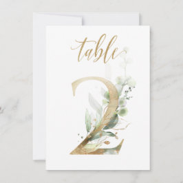 Vattenfärgad Grönt och Guld-blomma, Bordsnummer 2