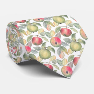 Vattenfärgad Grönt och rödmogna fruktäpplen Slips