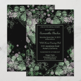 Vattenfärgad Grönt och Rosa botanisk Möhippa Inbjudningar