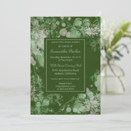 Vattenfärgad Grönt och Rosa botanisk Möhippa Inbjudningar