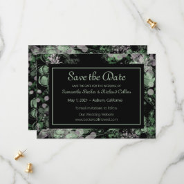 Vattenfärgad Grönt och Rosa Botaniskt Spara Datumet