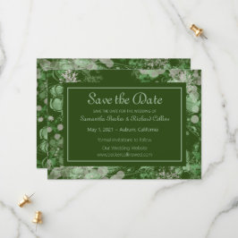 Vattenfärgad Grönt och Rosa Botaniskt Spara Datumet