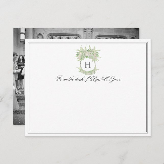 Vattenfärgad Grönt och vit Hydrangea-Vapensköld Fo Tack Kort (Fram/baksida)