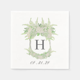Vattenfärgad Grönt och vit Hydrangea-Vapensköld Pappersservett