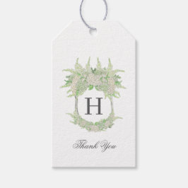 Vattenfärgad Grönt och vit Hydrangea-Vapensköld Presentetikett