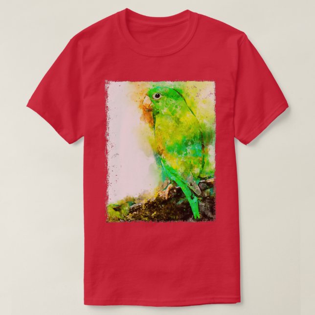 Vattenfärgad Grönt parrot T Shirt (Design framsida)