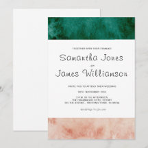 Vattenfärgad Grönt  Rosa Fordern Modern Bröllop