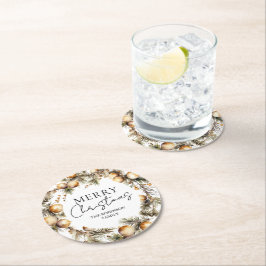 Vattenfärgad Guld-julhelg Underlägg Papper Rund