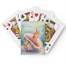 Vattenfärgad guldfisk i korall Snäcka