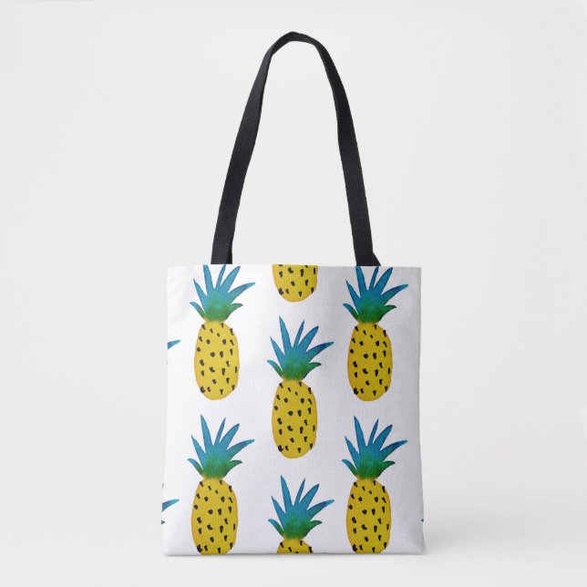 Vattenfärgad Gult Ananas Mönster Tygkasse (Framsida)