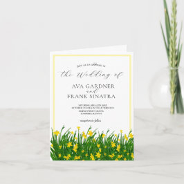 Vattenfärgad Gult Blommigt Garden med Photo Bröllo Inbjudan