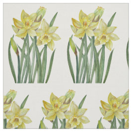 Vattenfärgad Gult Daffodils Botaniska illustration Tyg