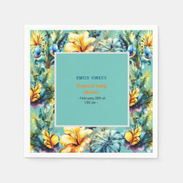 Vattenfärgad gult, gröntens tropiska babydusch pappersservett