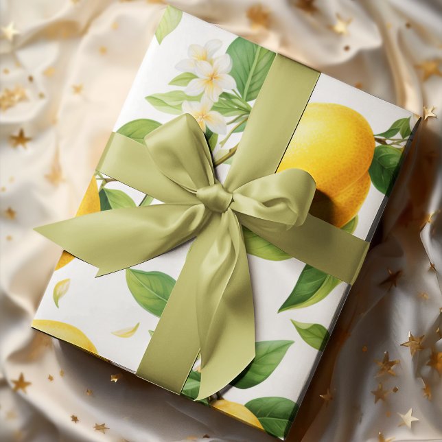 Vattenfärgad Gult Lemon Mönster Presentpapper (Skapare uppladdad)