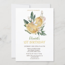 Vattenfärgad Gult Lemons botaniska Inbjudningar