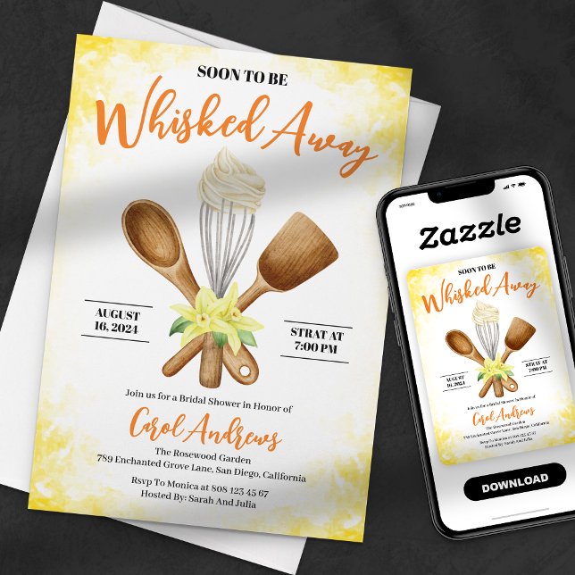 Vattenfärgad Gult Möhippa på  bana Inbjudningar (Skapare uppladdad)