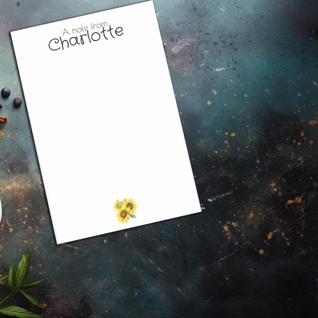 Vattenfärgad gult solros namn post-it block (Skapare uppladdad)