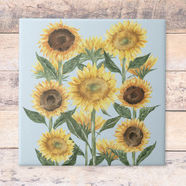 Vattenfärgad Gult SolrossolrosBlommigt Kakelplatta