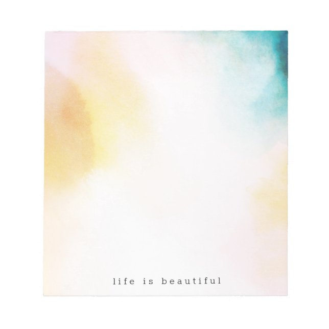 Vattenfärgad Gult Teal Blue Tie Dye Ombre Anteckningsblock (Framsida)