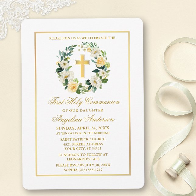 Vattenfärgad Gult Vit Blommigt Utandningsunionen Inbjudningar (Customize to change text color, size, style or to add photos or more text to back of card.)