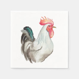 Vattenfärgad hand teckning i Tupp Pappersservett