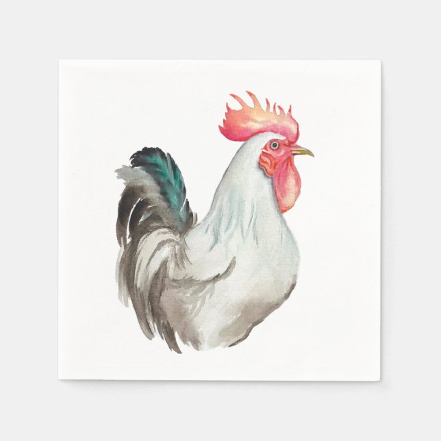 Vattenfärgad hand teckning i Tupp Pappersservett (Framsidan)