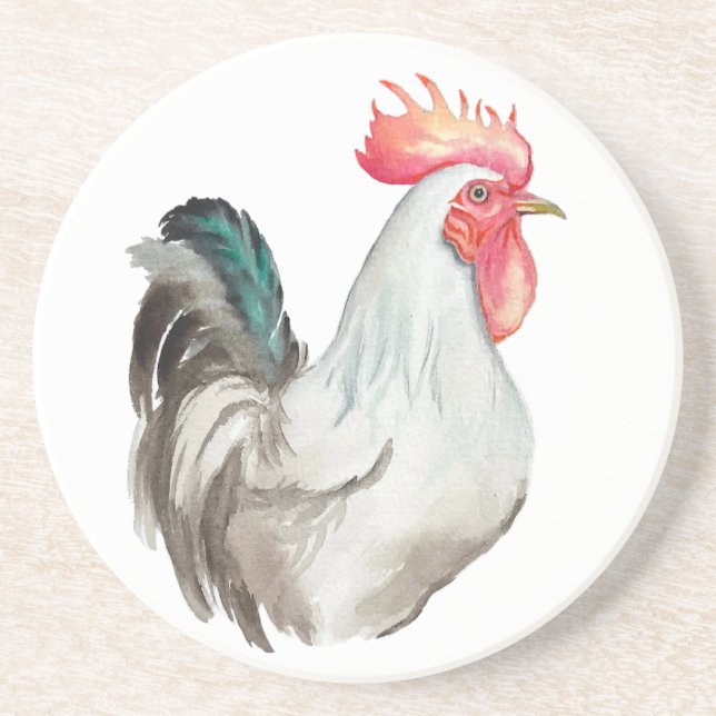 Vattenfärgad hand teckning i Tupp Underlägg (Framsidan)