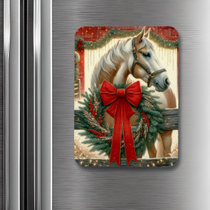 Vattenfärgad häst och festlig jultid magnet