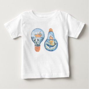 Vattenfärgad havslampa Humpback Whale Frakt T Shirt