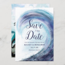 Vattenfärgad havsvåg | Spara datum i foto