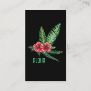 Vattenfärgad hawaiisk blomma Hibiscus Aloha Visitkort
