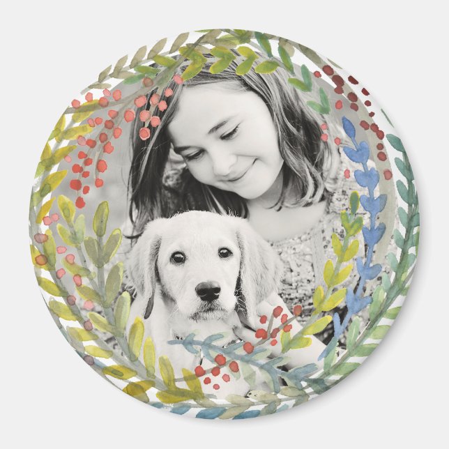 Vattenfärgad Helgdag Utandning Ram Magnet (Framsidan)