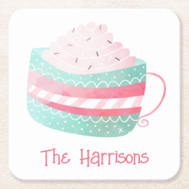 Vattenfärgad Hett Chocolate jul Papper Underlägg