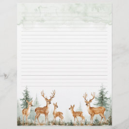 Vattenfärgad Hjort i Forest Led Stationery Papper