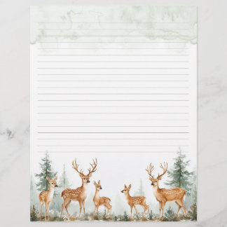 Vattenfärgad Hjort i Forest Led Stationery Papper