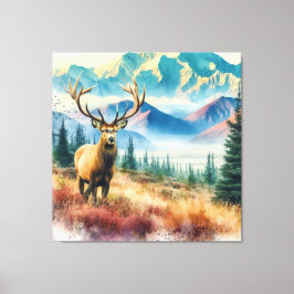 Vattenfärgad Hjort med Antlers Canvastryck